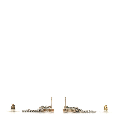 Chanel Crystal Chain CC Earrings Gold 3 of 4