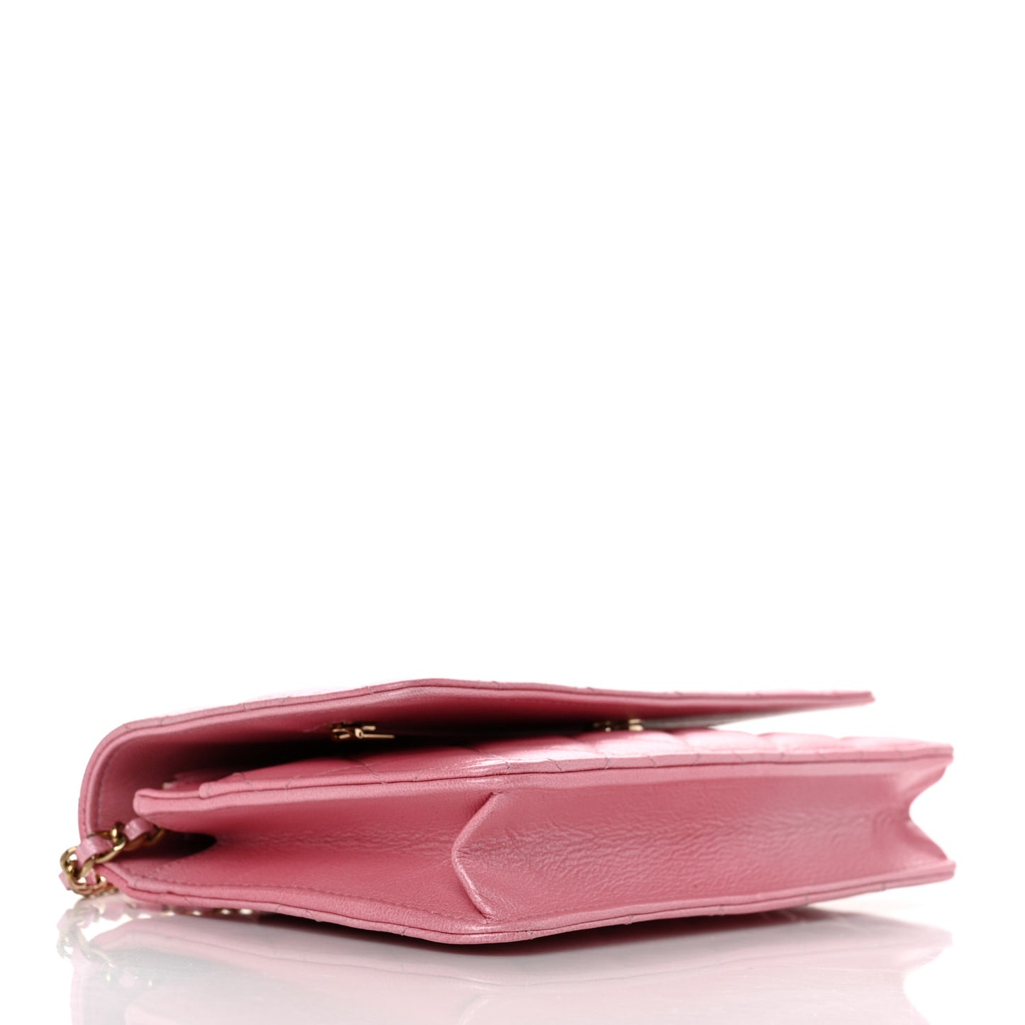 Cloudy Pearly Goatskin Quilted Wallet On Chain WOC Light Pink