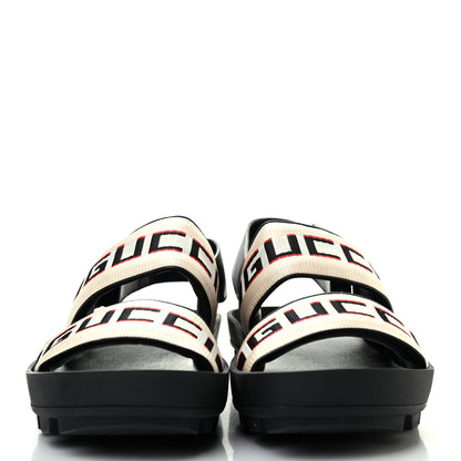 Gucci Nylon Cirano Lux Stripe Mens Cleat Sole Slingback Sandals 7 Ecru Poppy Black 2 of 7