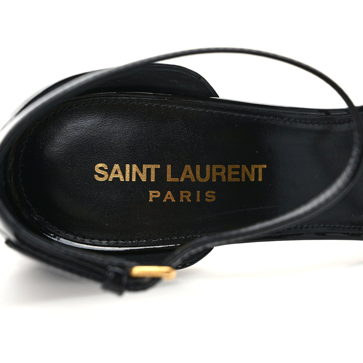 Saint Laurent Patent Calfskin Amber 105 Ankle Strap Sandals 39 Black 7 of 8