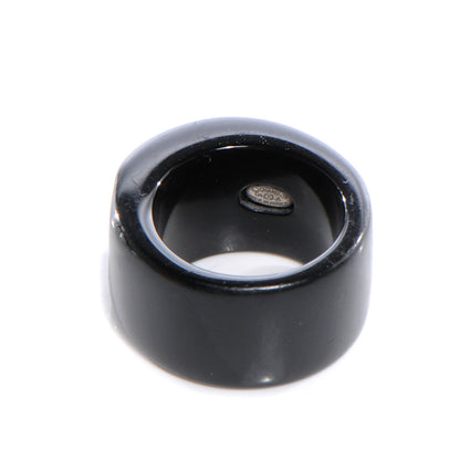 Chanel Resin Crystal Heart CC Heart Ring Black 7 3 of 4