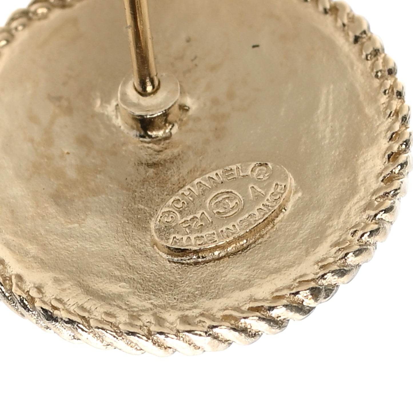 Crystal CC Round Earrings Gold
