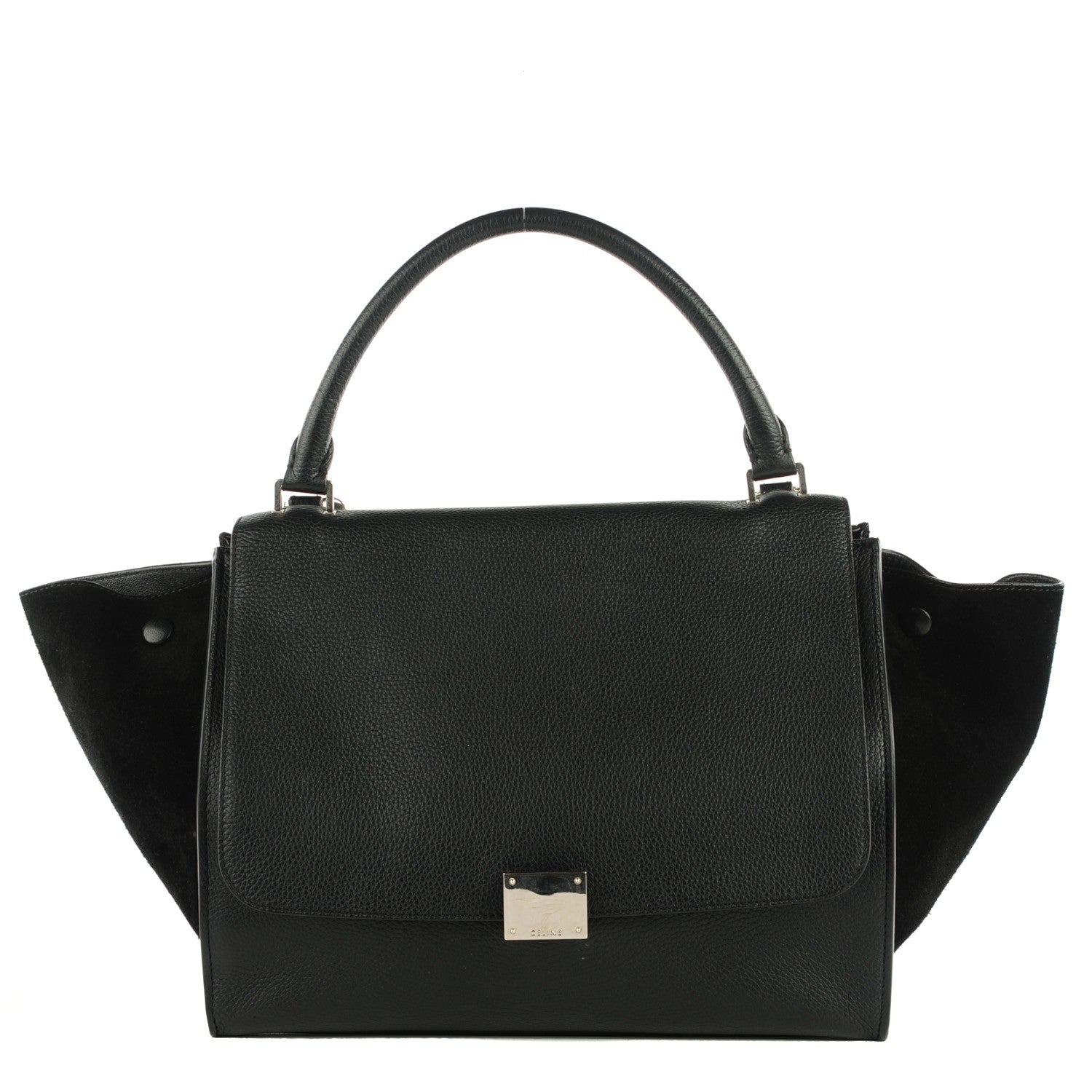 Celine Drummed Calfskin Suede Medium Trapeze Black 1 of 11