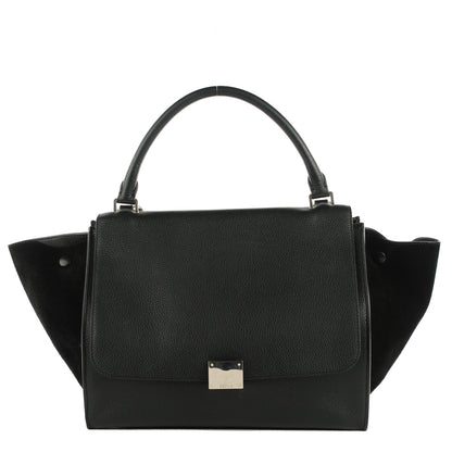 Celine Drummed Calfskin Suede Medium Trapeze Black 1 of 11