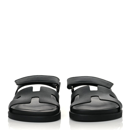 Hermes Calfskin Womens Chypre Sandals 38 Black 2 of 9