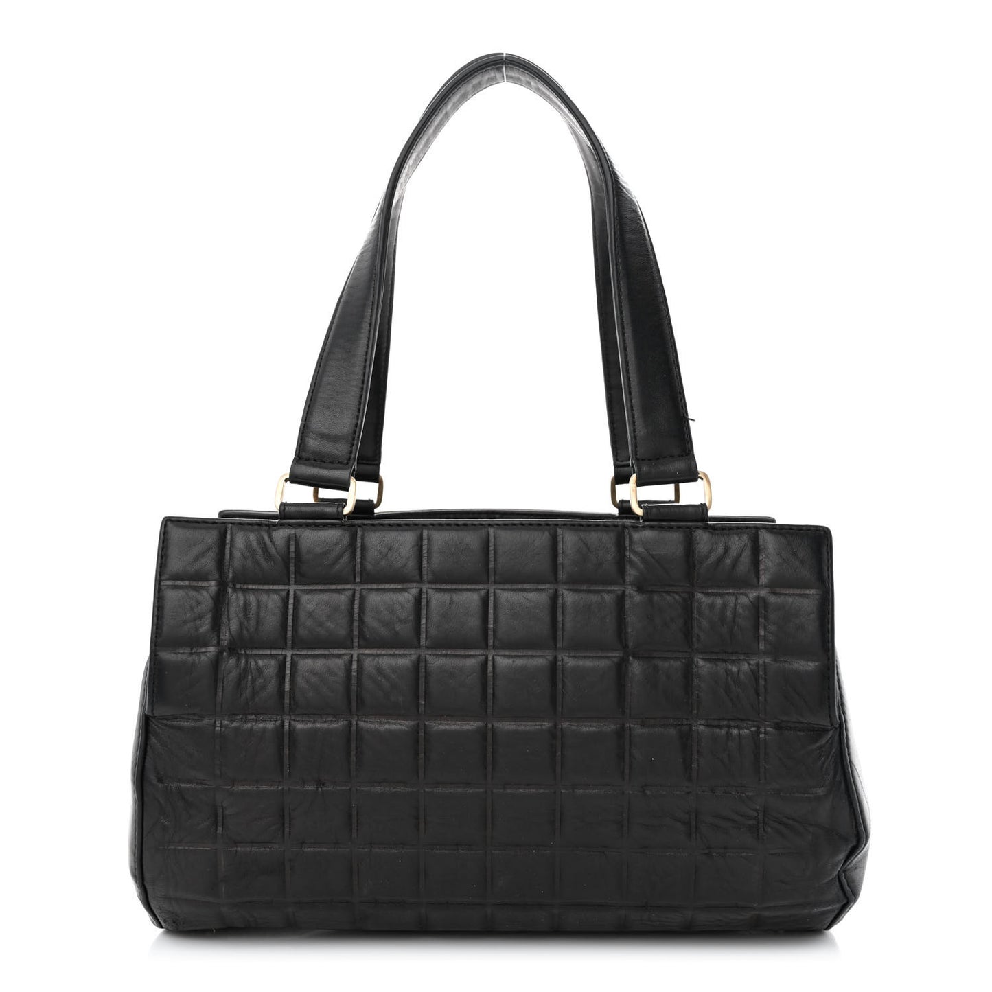 Lambskin Quilted Chocolate Bar Shoulder Bag Black