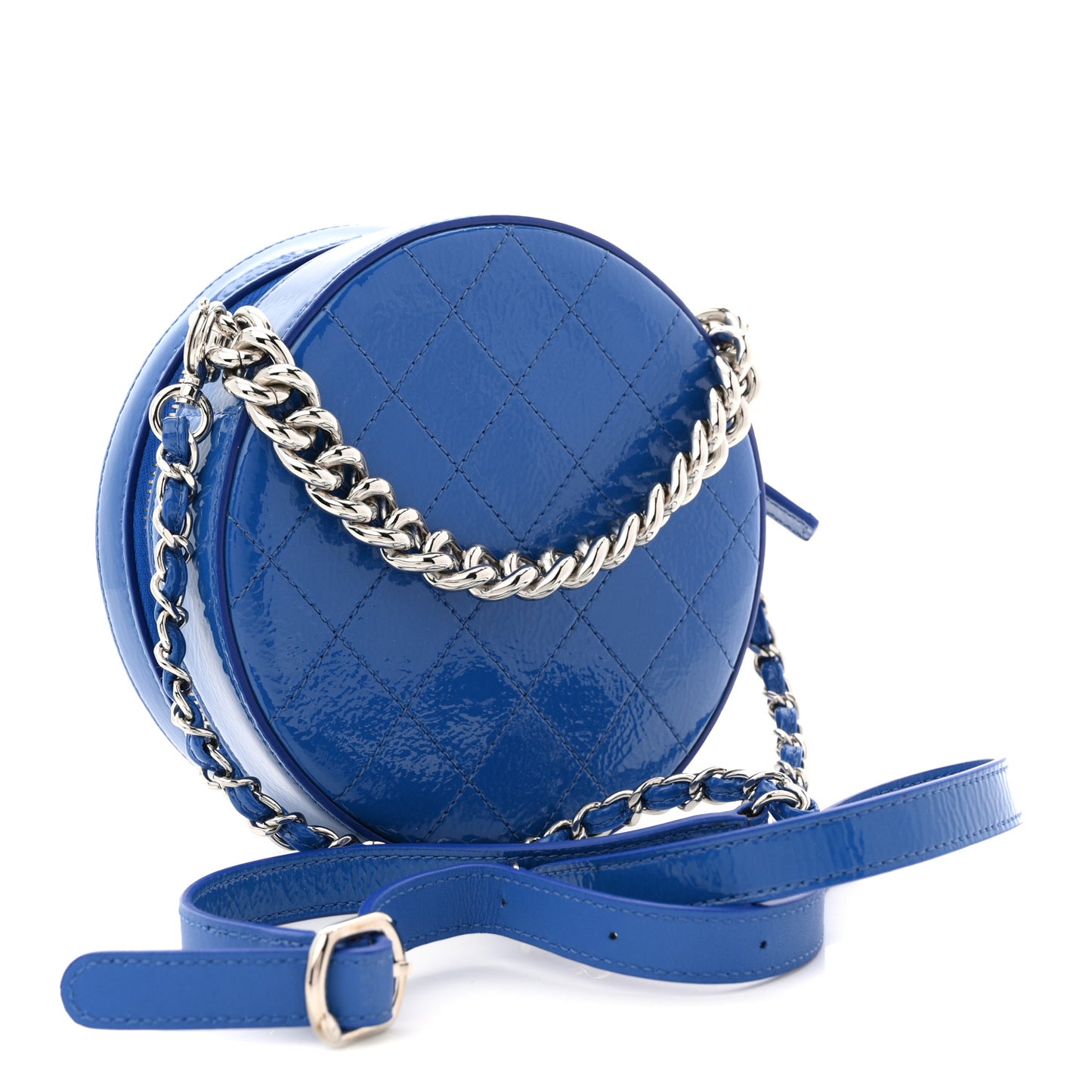 Patent Round As Earth Evening Bag Blue