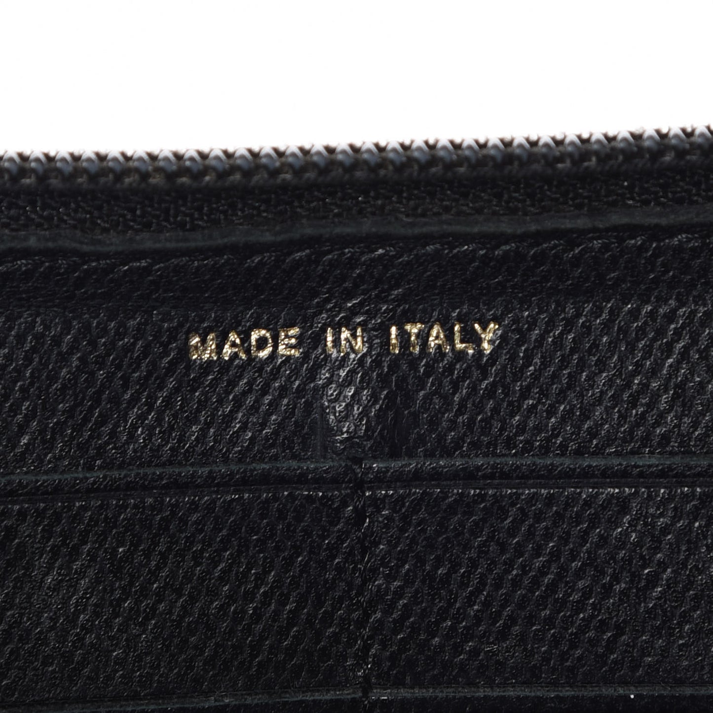 Grained Calfskin Large CC Zip Around Wallet Black