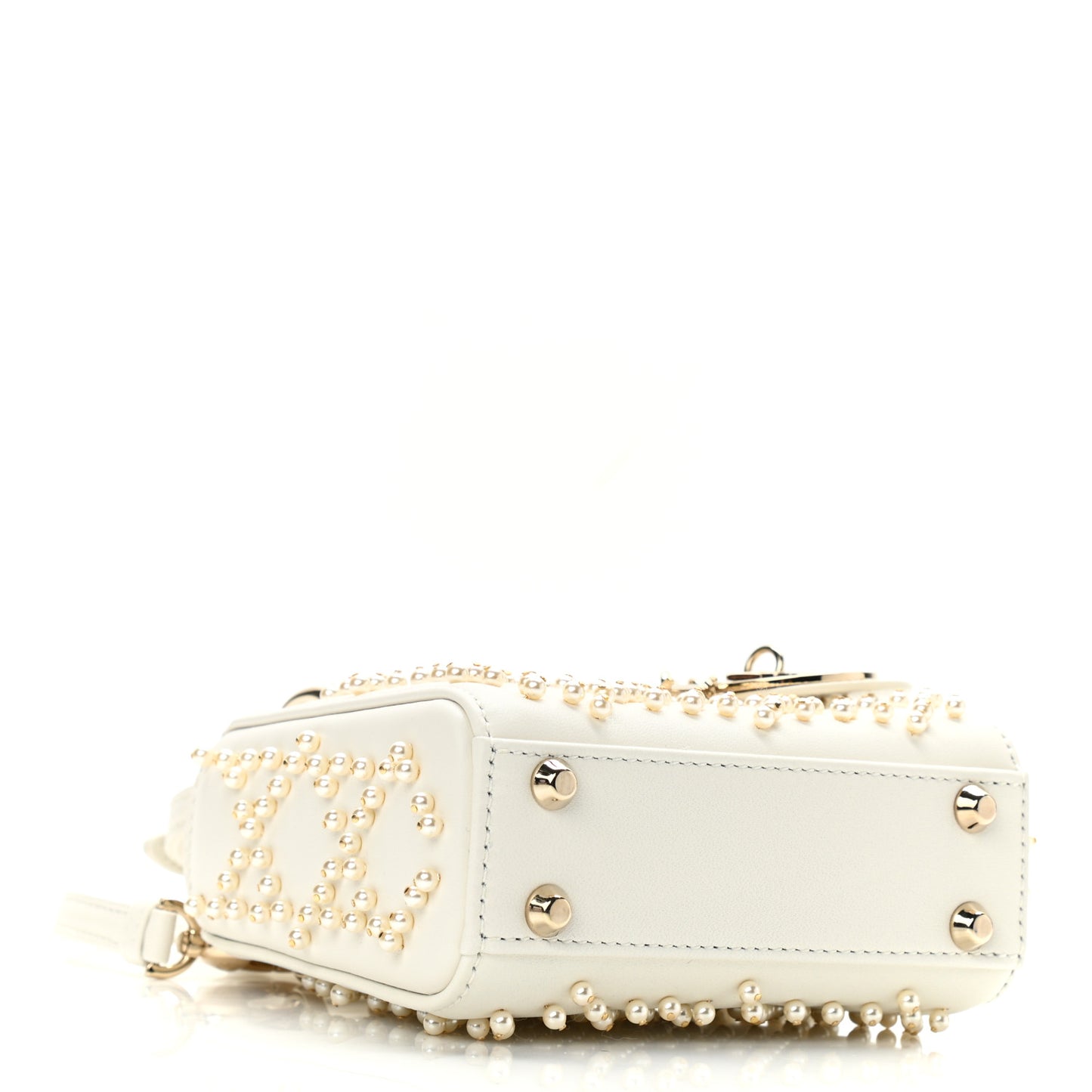 Lambskin Pearl Cannage Micro Lady Dior Latte