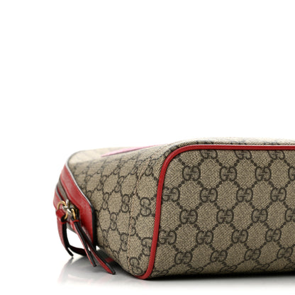 Gucci GG Supreme Monogram Web Bosco Patch Dome Backpack Beige Malva Hibiscus Red 9 of 11