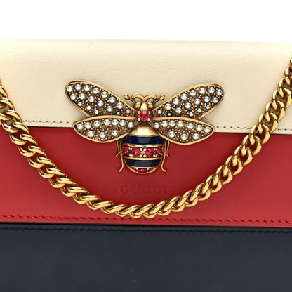 Gucci Calfskin Queen Margaret Chain Wallet Blue Agata Hibiscus Red Mystic White 8 of 11