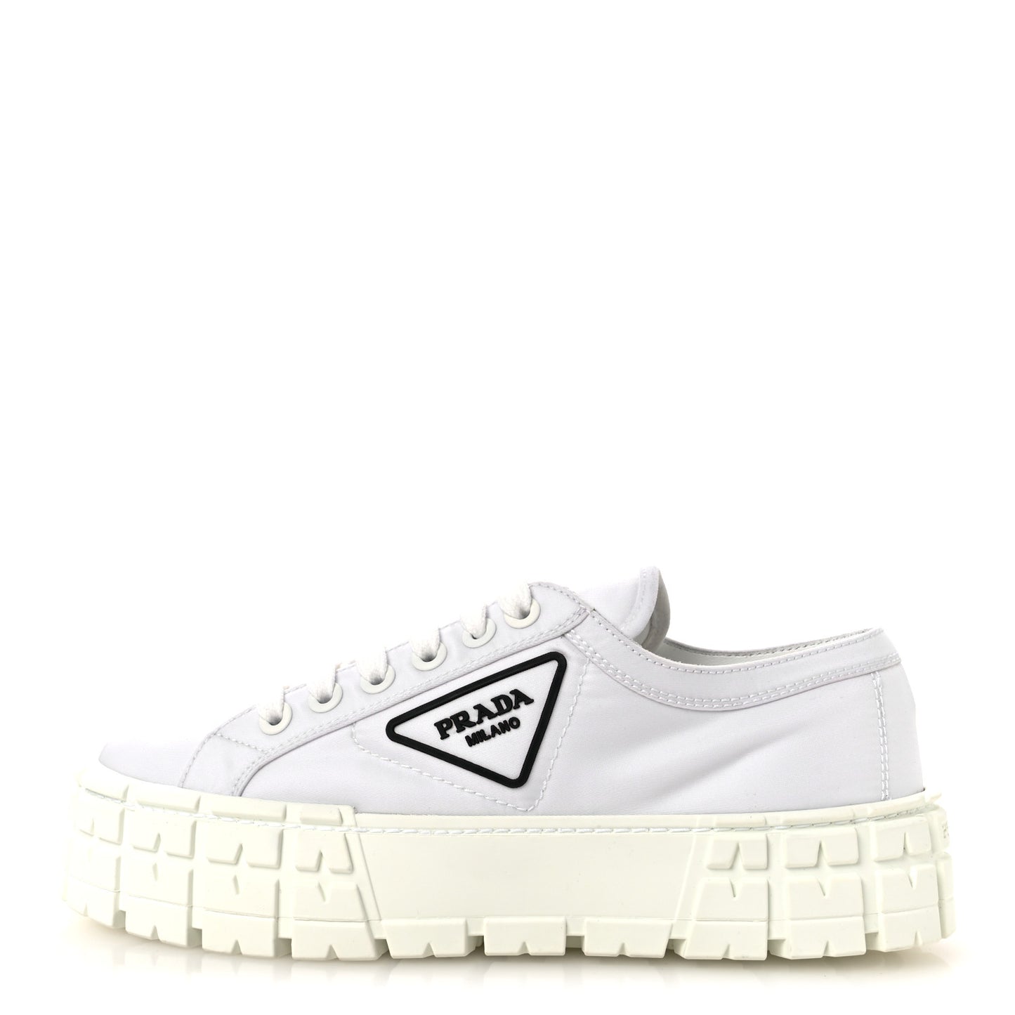 Re-Nylon Gabardine Triangle Logo Double Wheel 50mm Sneakers 40 White