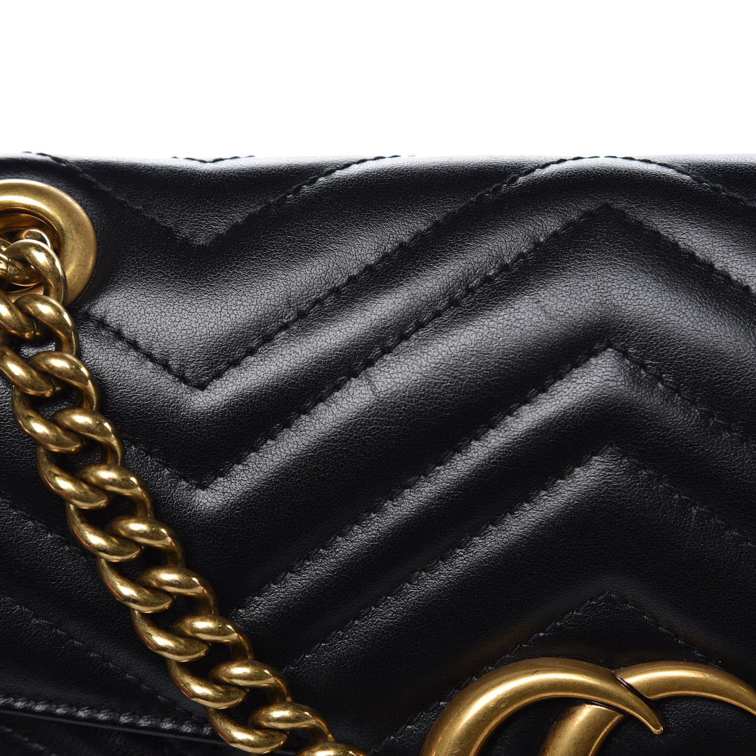 Gucci Calfskin Matelasse Small GG Marmont Shoulder Bag Black 10 of 12