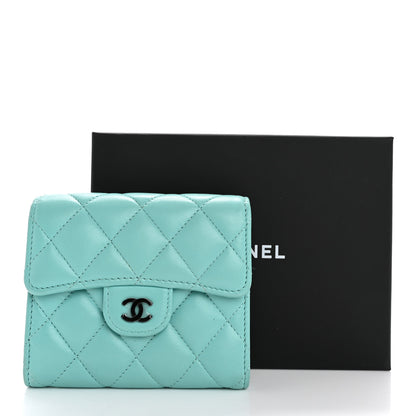 Chanel Lambskin Quilted Compact Flap Wallet Turquoise 13 of 13