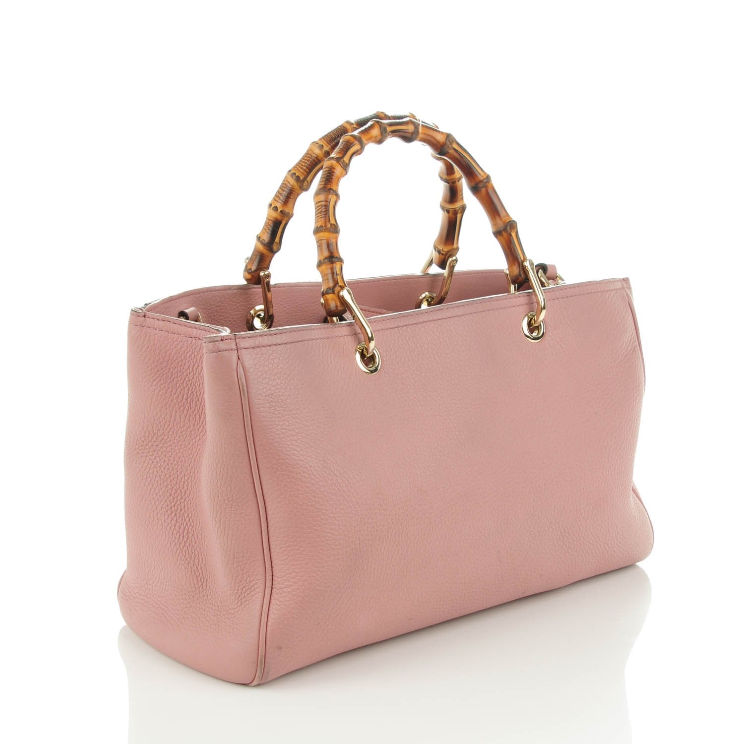 Gucci Pebbled Calfskin Medium Bamboo Shopper Tote Dark Cipria 3 of 7