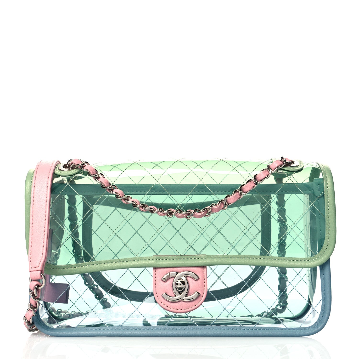 Chanel Lambskin PVC Quilted Medium Coco Splash Flap Blue Green 1 of 10