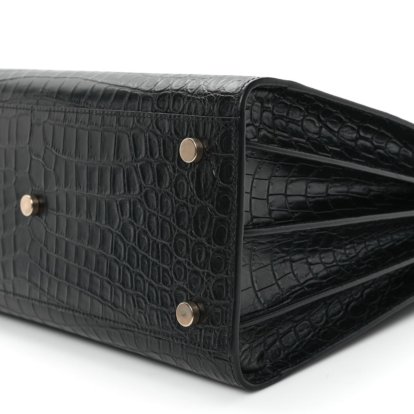 Calfskin Crocodile Embossed Small Sac de Jour Black