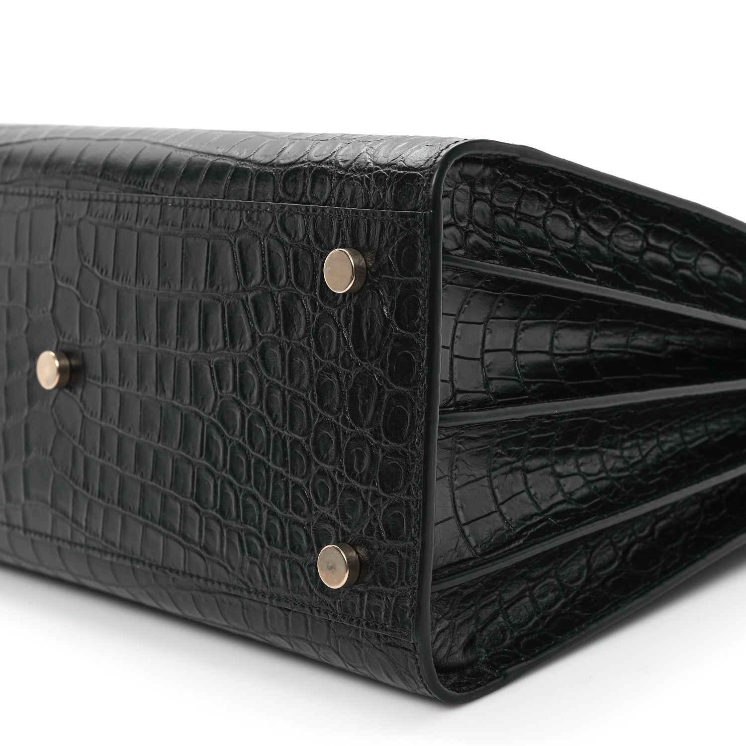 Saint Laurent Calfskin Crocodile Embossed Small Sac de Jour Black 10 of 10