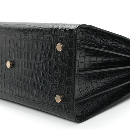 Saint Laurent Calfskin Crocodile Embossed Small Sac de Jour Black 10 of 10