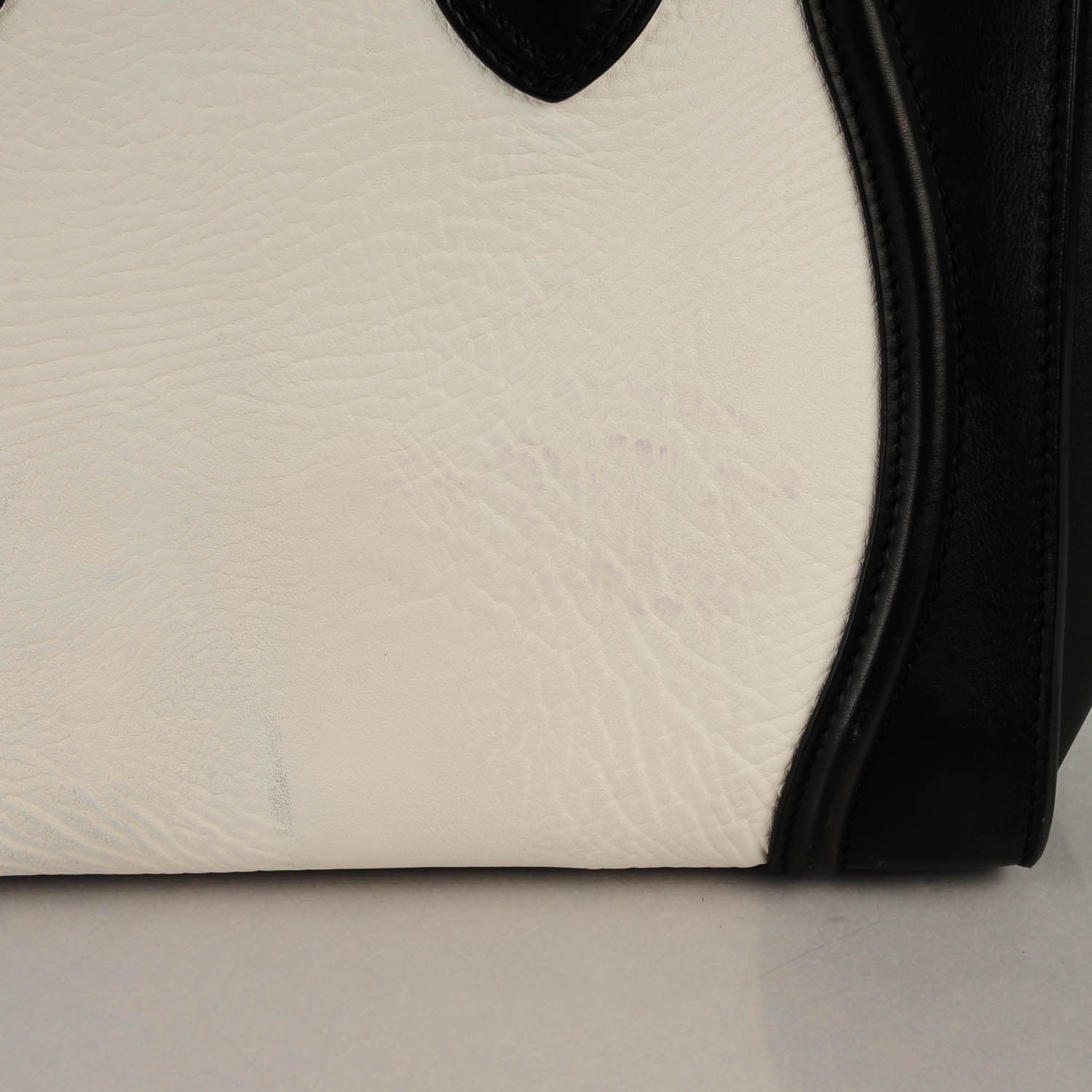 Celine Smooth Calfskin Shrunken Lambskin Mini Bi-Color Luggage Black White 7 of 10