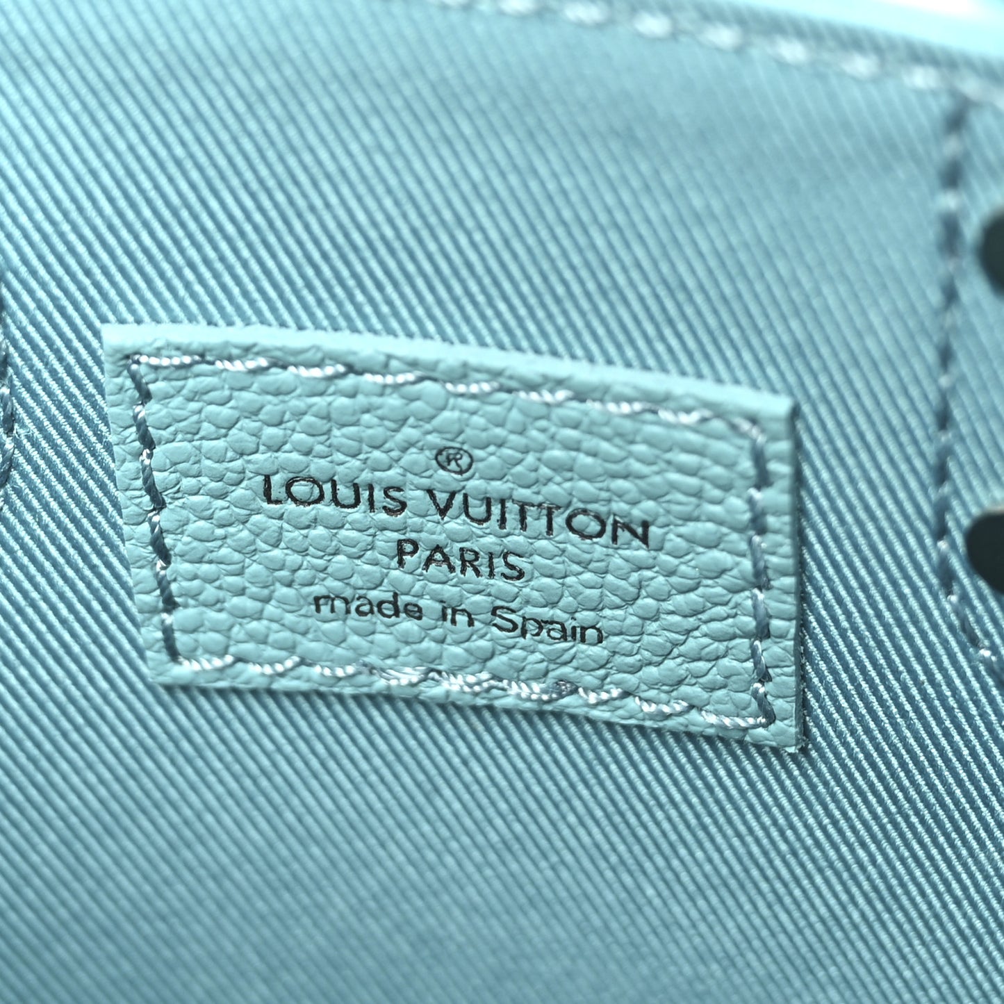 Calfskin Damier Sac Plat XS Blue Teal