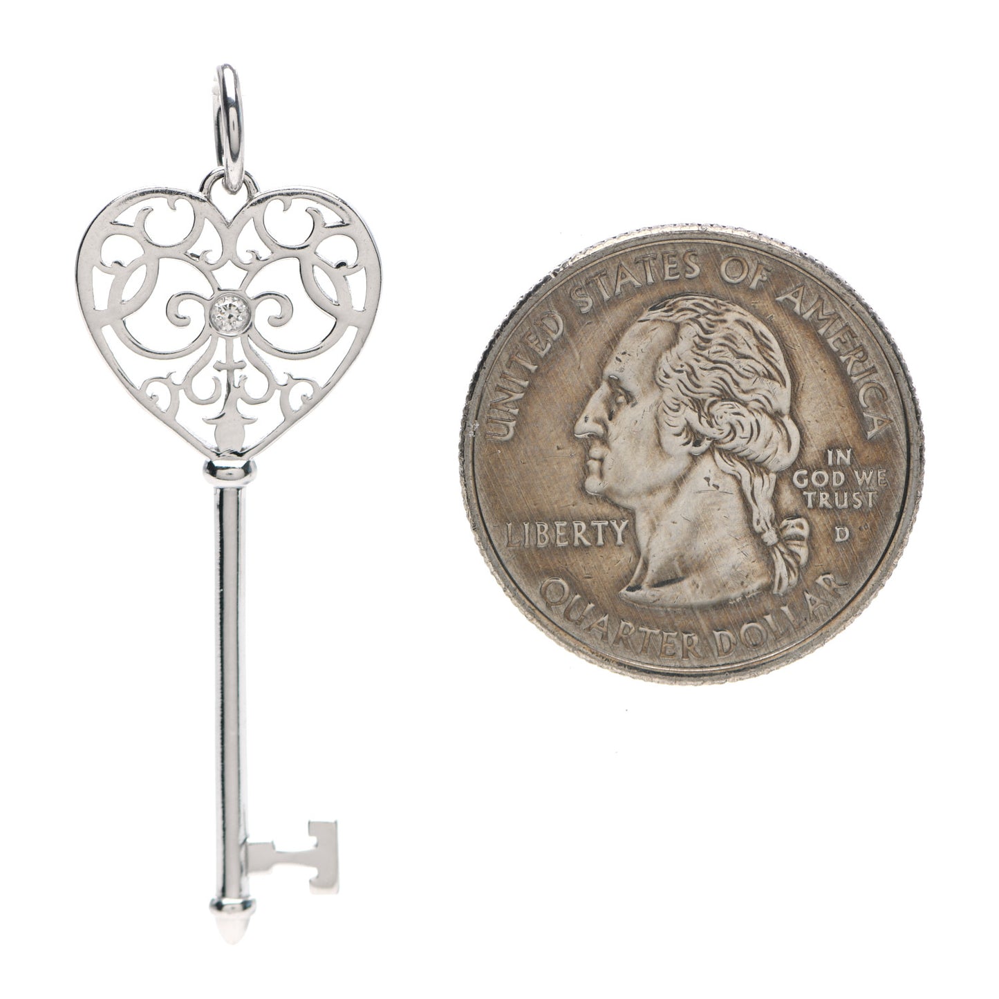 18K White Gold Diamond Enchant Key Pendant