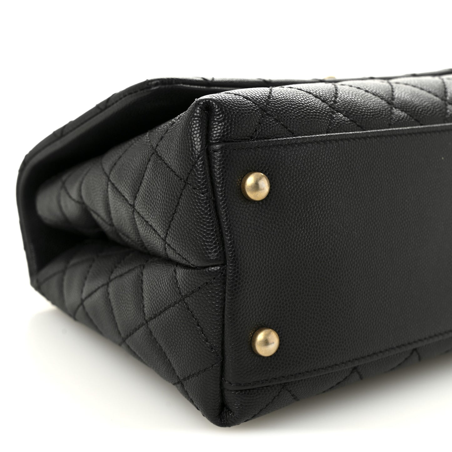 Caviar Lizard Quilted Small Coco Handle Flap Black
