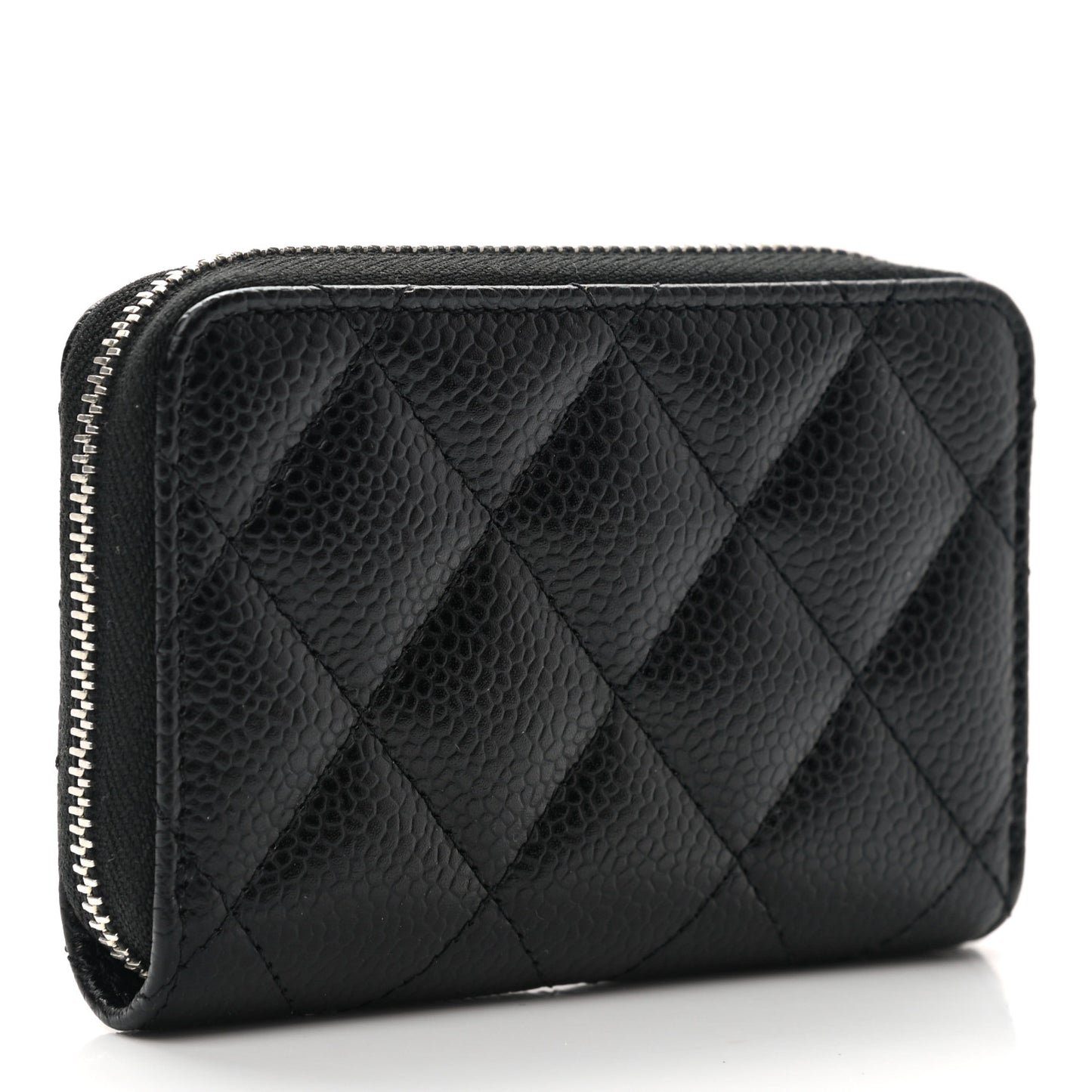 Caviar Quilted Zip Coin Purse Black