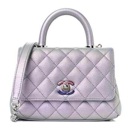 Chanel Iridescent Caviar Quilted Extra Mini Coco Handle Flap Purple 1 of 9