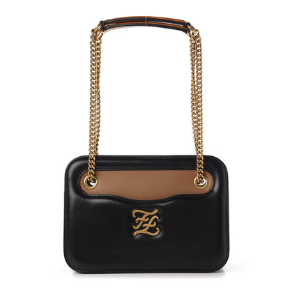 Fendi Vitello Glacier Karligraphy Pocket Shoulder Bag Black Gingerbread 5 of 11