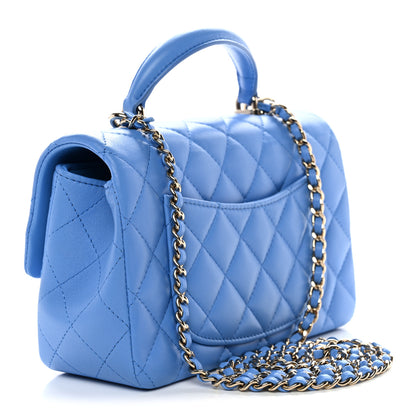 Chanel Lambskin Quilted Mini Top Handle Rectangular Flap Blue 3 of 11