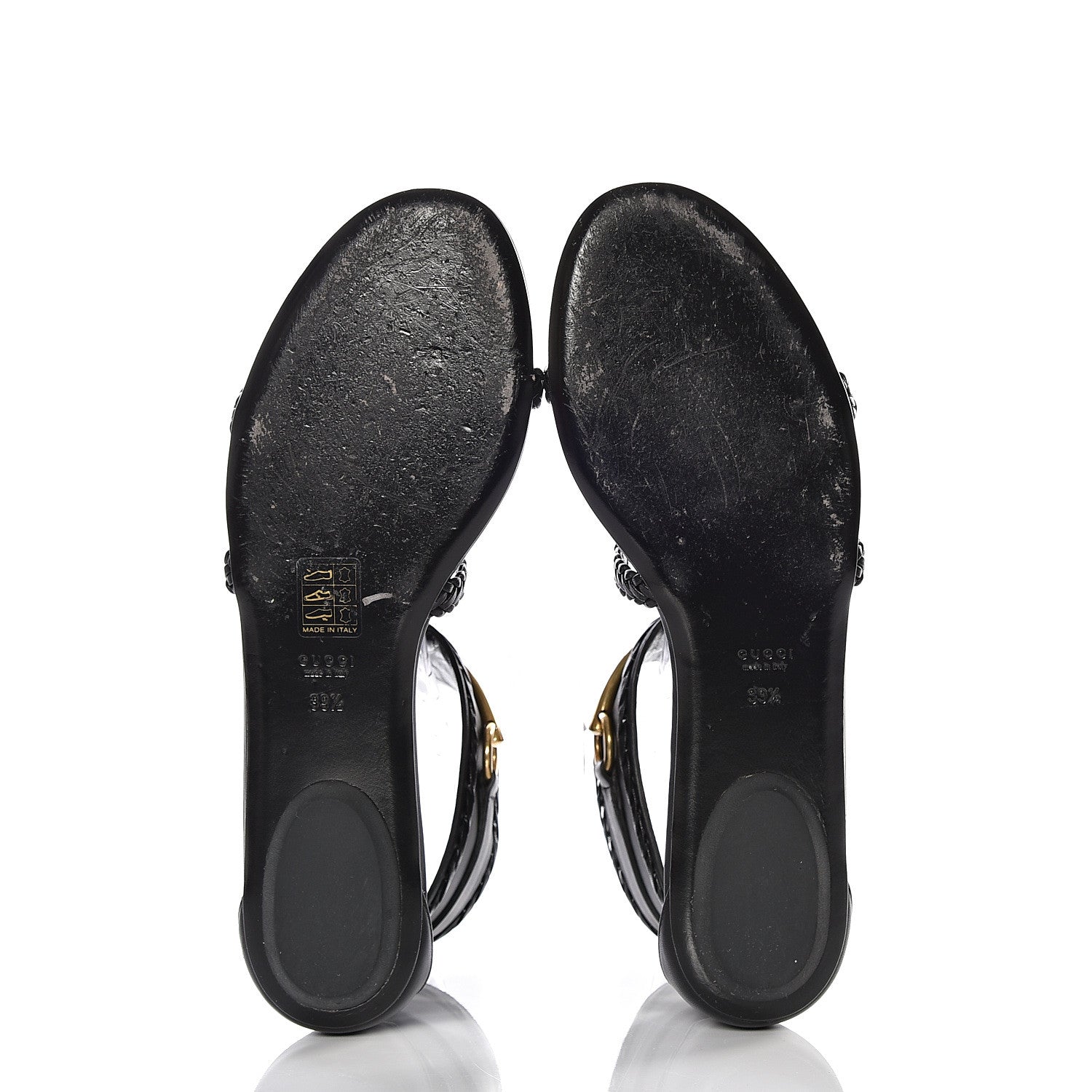 Gucci Calfskin Malaga Kid Sandals 39.5 Black 6 of 14