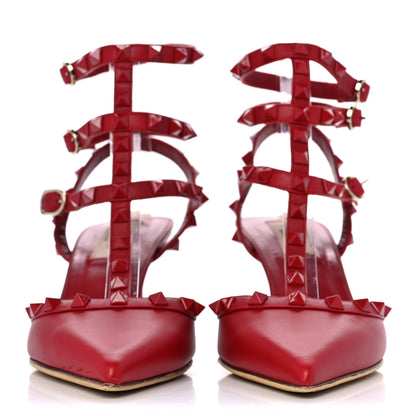 Valentino Garavani Calfskin Lacquered Monochrome Rockstud Ankle Strap 65mm Pumps 38 Rosso Valentino 2 of 10