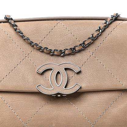 Chanel Washed Calfskin Diamond Stitch Hamptons Clutch With Chain Dark Beige 10 of 10
