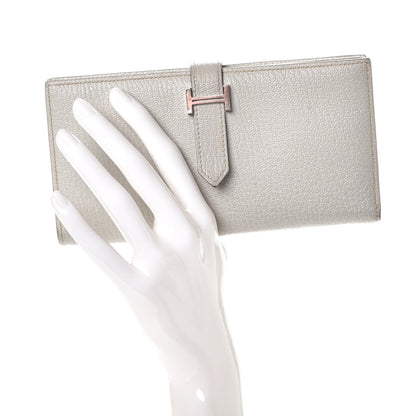 Hermes Chevre Mysore Bearn Gusset Wallet Gris Perle 2 of 9