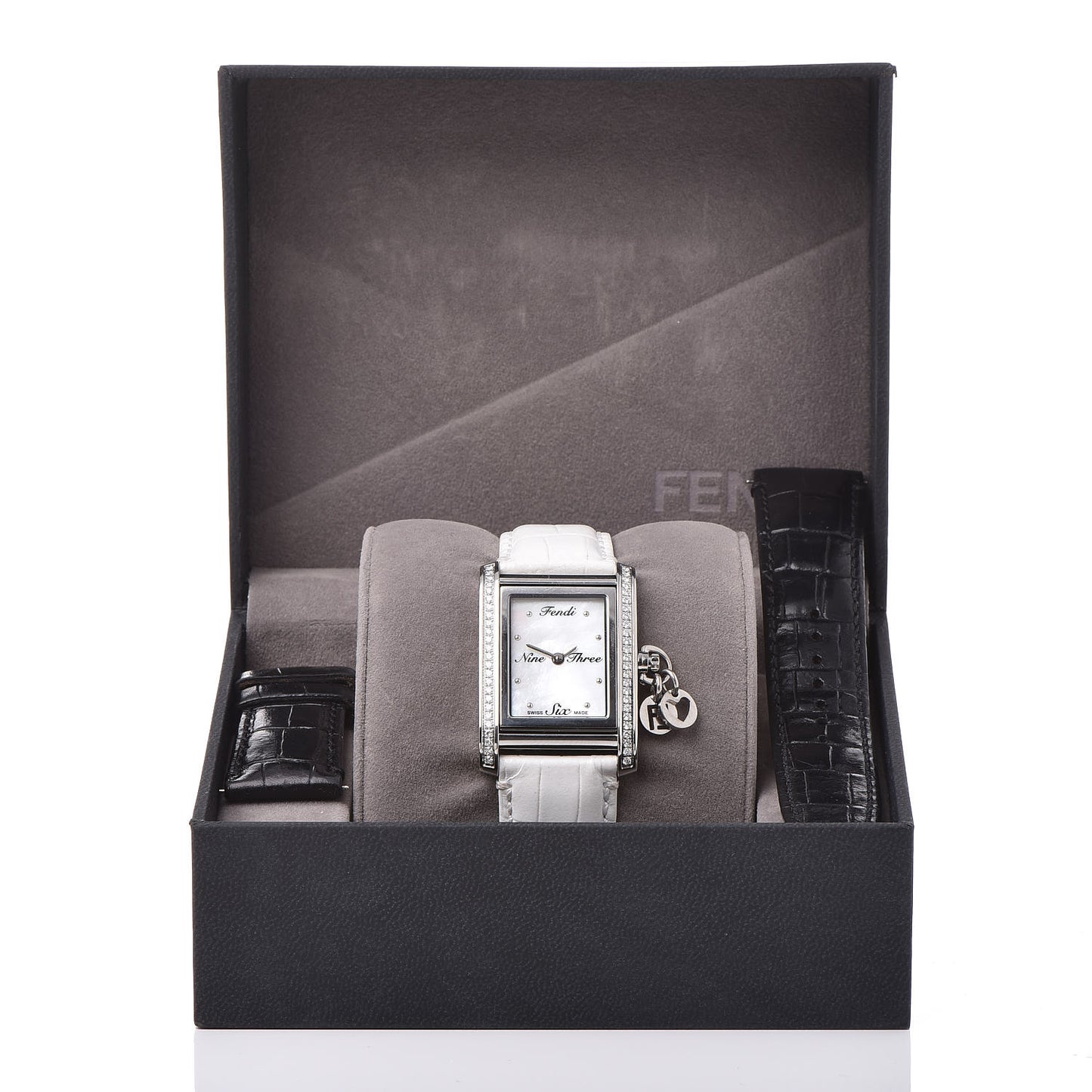Stainless Steel Alligator Diamond Mother of Pearl 27mm Quartz Watch