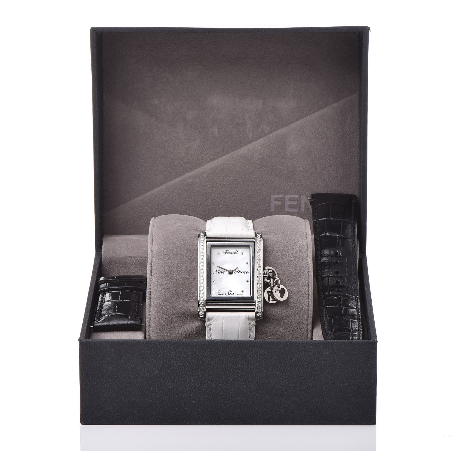 Fendi Stainless Steel Alligator Diamond Mother of Pearl 27mm Quartz Watch 10 of 10