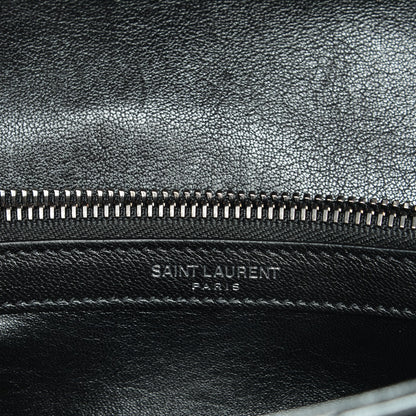 Saint Laurent Sheepskin Matelasse Chevron Monogram Medium College Bag Black 6 of 8