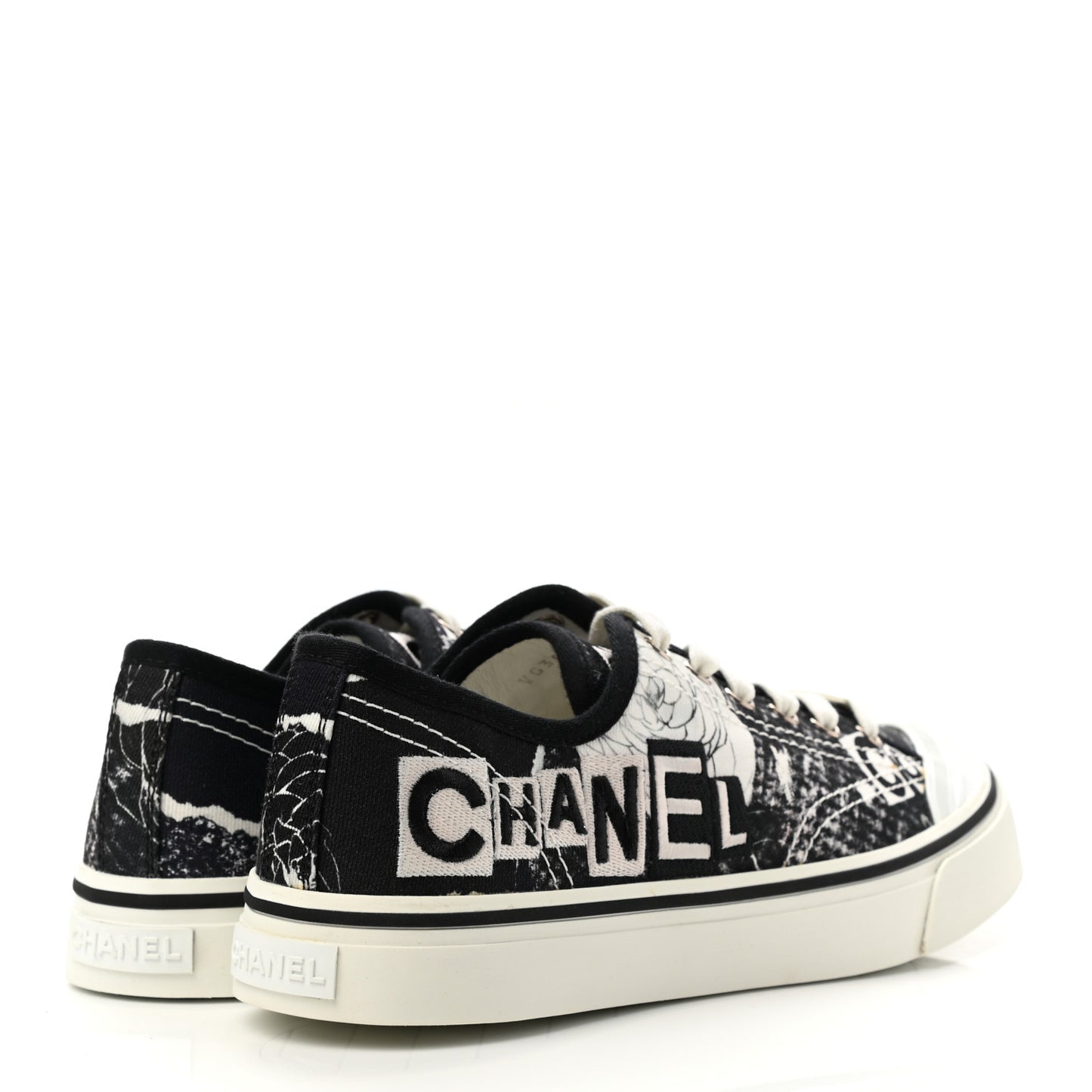 Printed Fabric Low Top Logo Sneakers 40.5 White Black