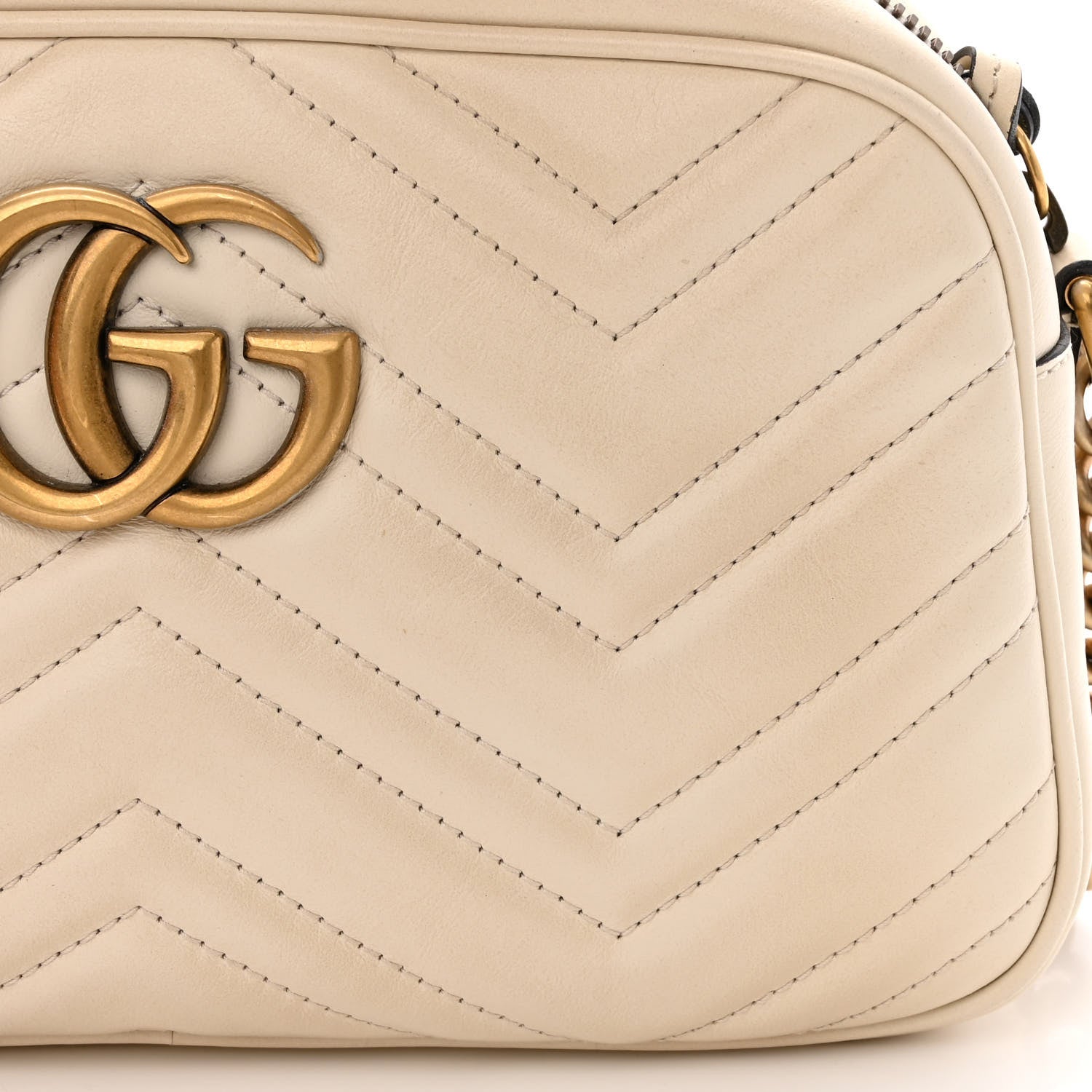 Gucci Calfskin Matelasse Small GG Marmont Chain Shoulder Bag White 11 of 15