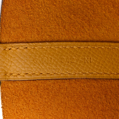 Hermes Epsom Tressage De Cuir Picotin Lock 22 MM Jaune Ambre Brique White 7 of 11