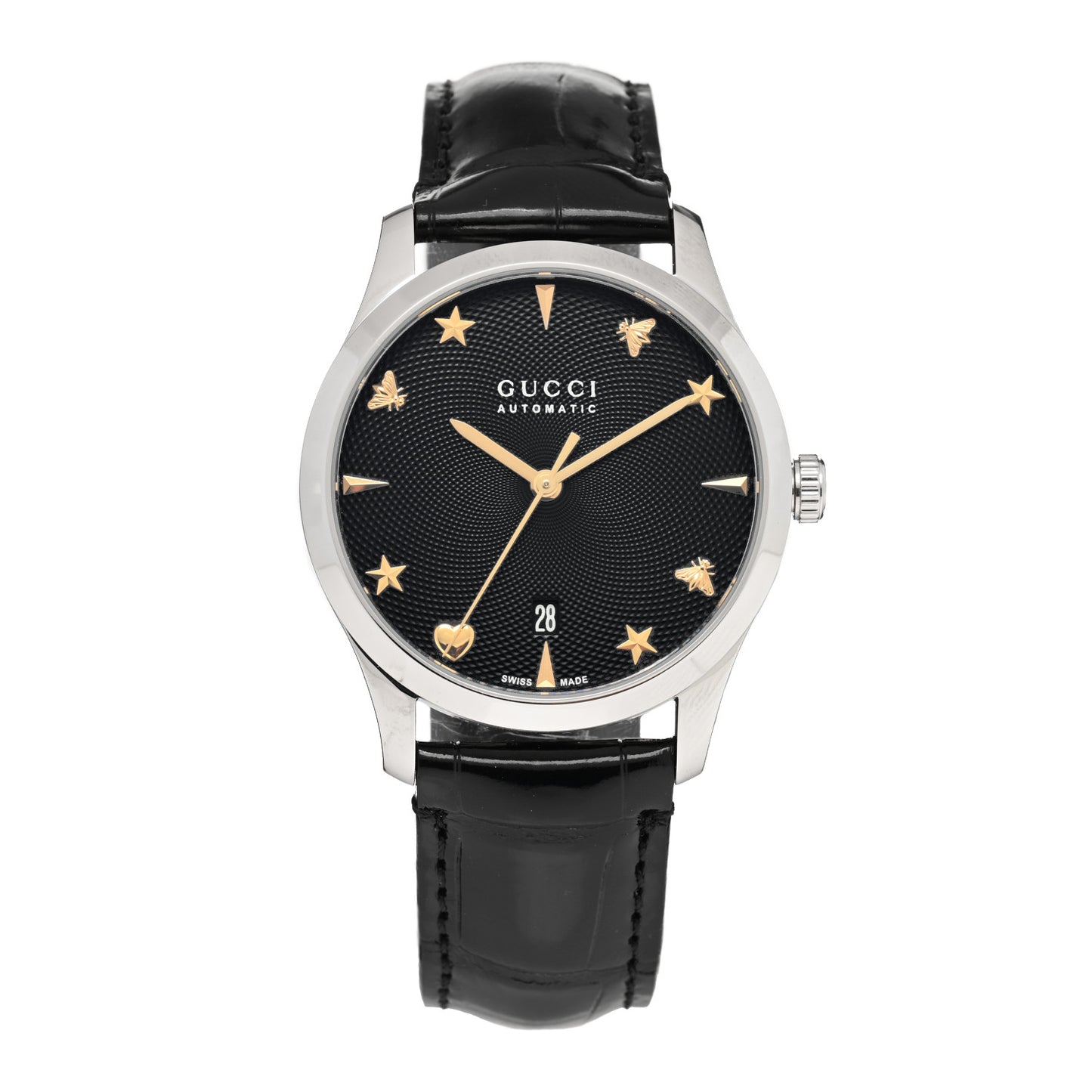 Stainless Steel Alligator 38mm G-Timeless Charm Automatic Watch Black