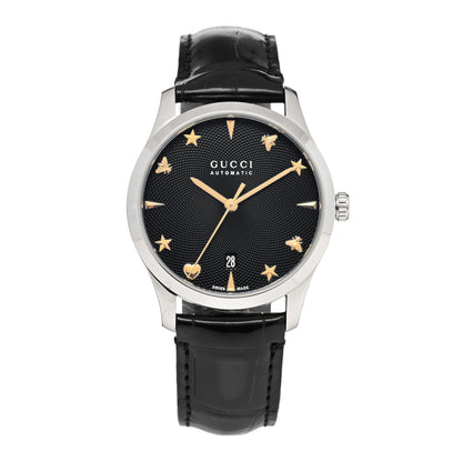 Gucci Stainless Steel Alligator 38mm G-Timeless Charm Automatic Watch Black 1 of 5