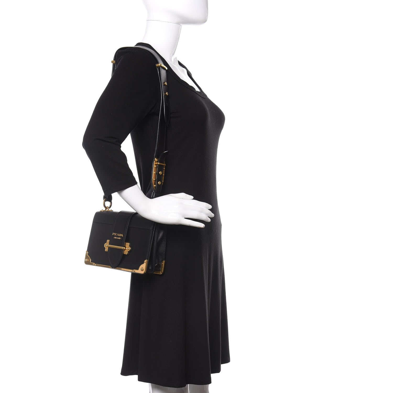 Prada City Calf Saffiano Cahier Bag Black 2 of 10