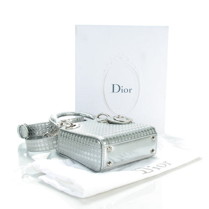 Christian Dior Metallic Patent Micro-Cannage Micro Lady Dior Silver 4 of 7
