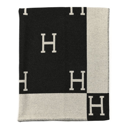 Hermes Wool Cashmere Avalon Blanket Ecru Gris Fonce 1 of 3