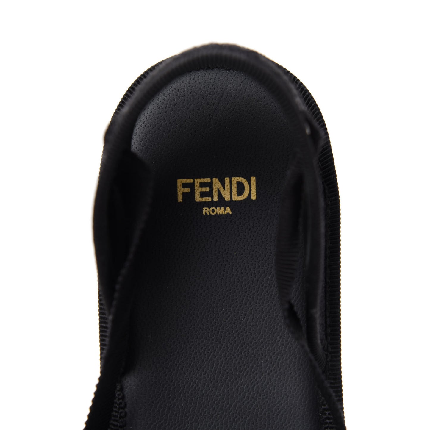 Canvas FF Embroidered Roma Ankle Wrap Flat Espadrilles 36 Black