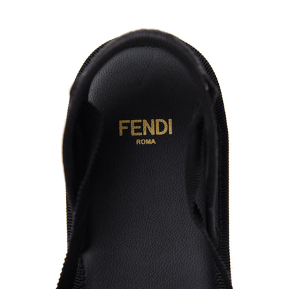 Fendi Canvas FF Embroidered Roma Ankle Wrap Flat Espadrilles 36 Black 8 of 9