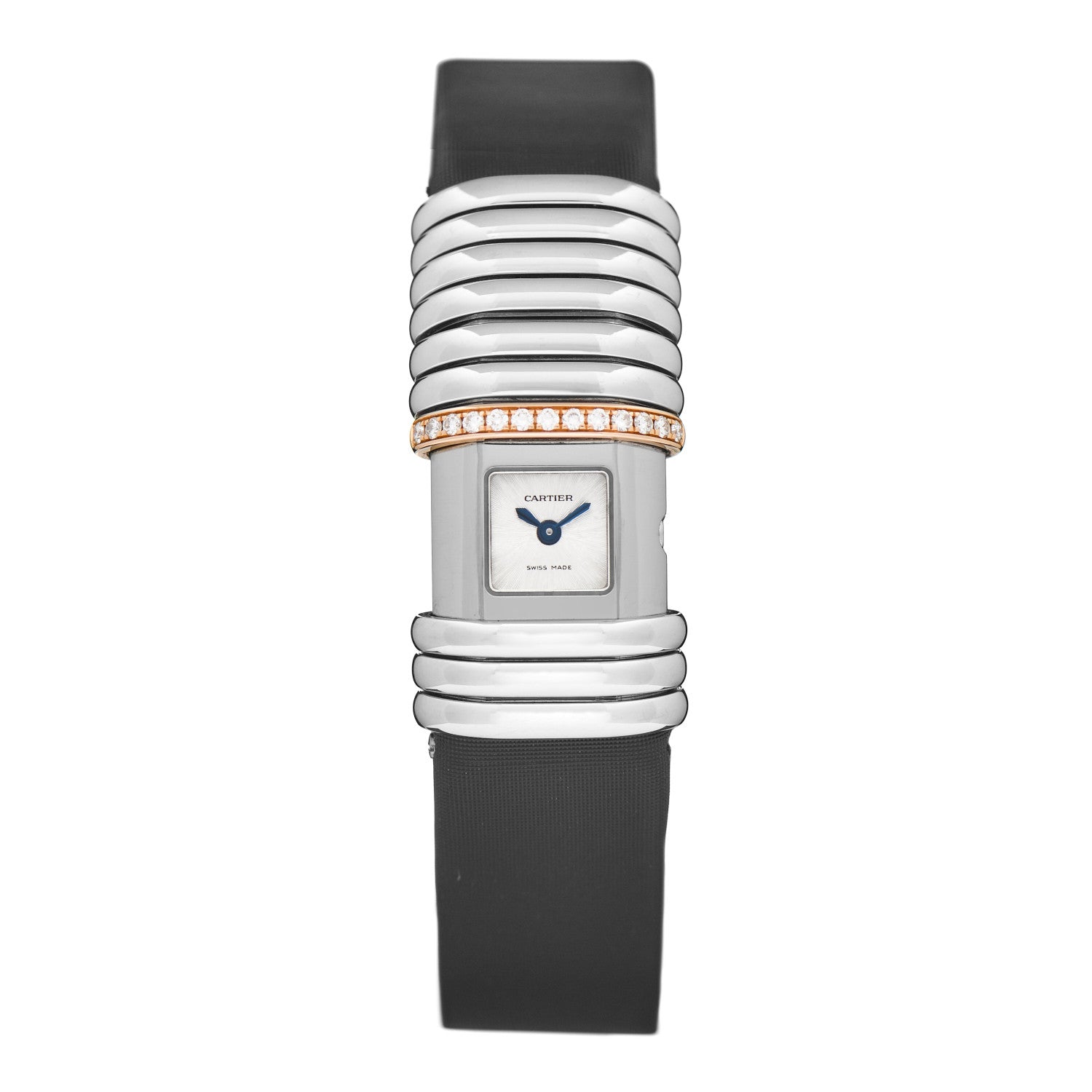 Cartier Stainless Steel 18K Pink Gold Satin Diamond 16mm Declaration Quartz Watch 1 of 5