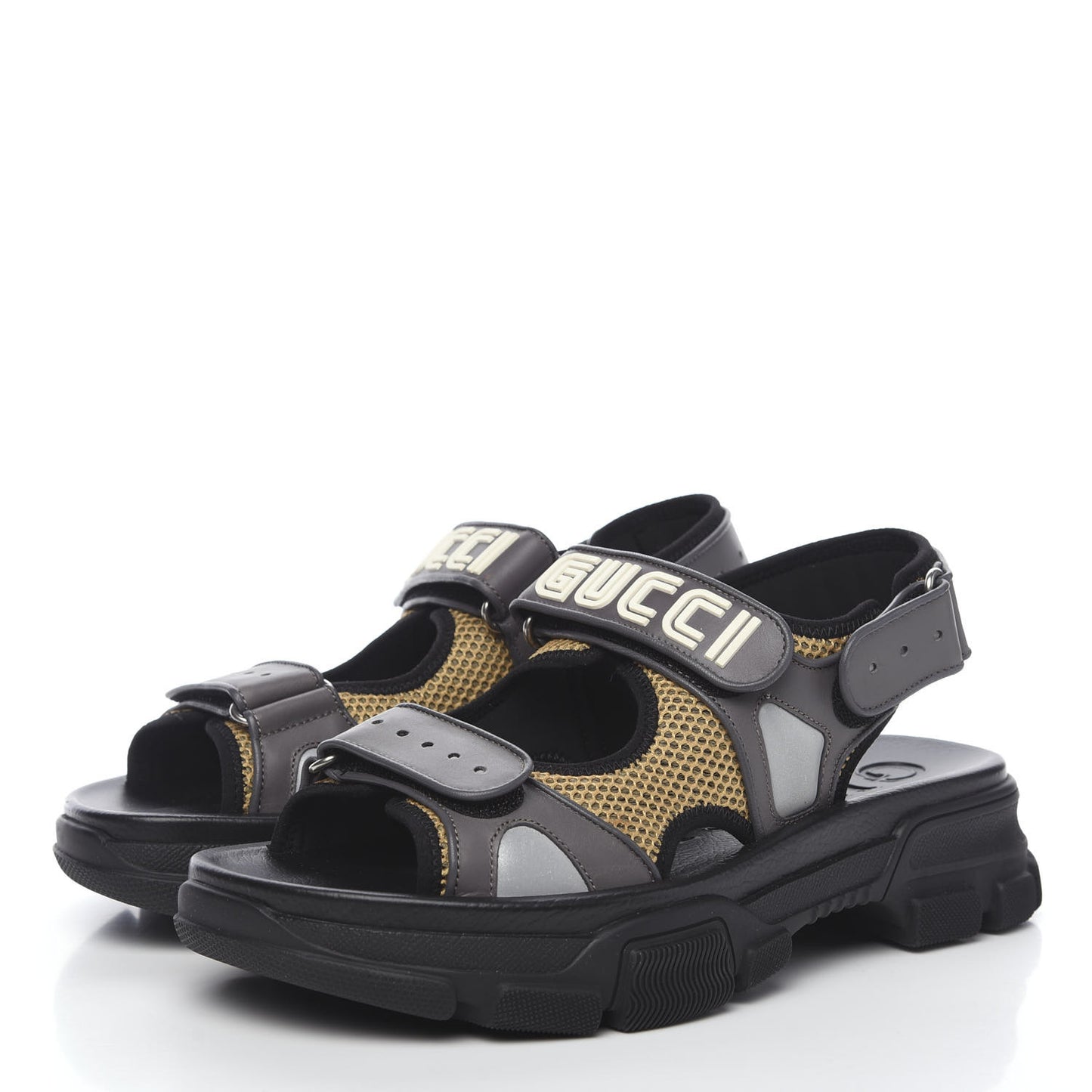 X SEGA Nappa Mesh Mens Aguru Sandals 7.5 Loess Black